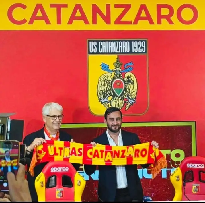 L'allenatore del Catanzaro Acquilani e il Presidente del Catanzaro Floriano Noto